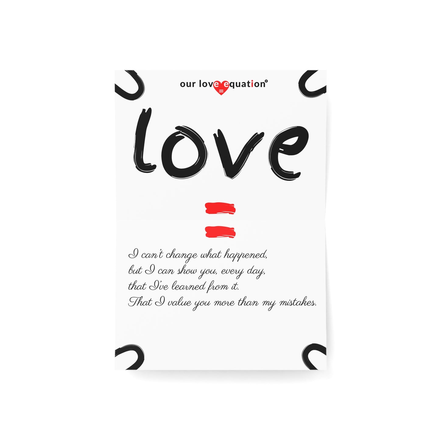 Our Love Equation -I can’t change what happened. - Creative Love Connection Cards