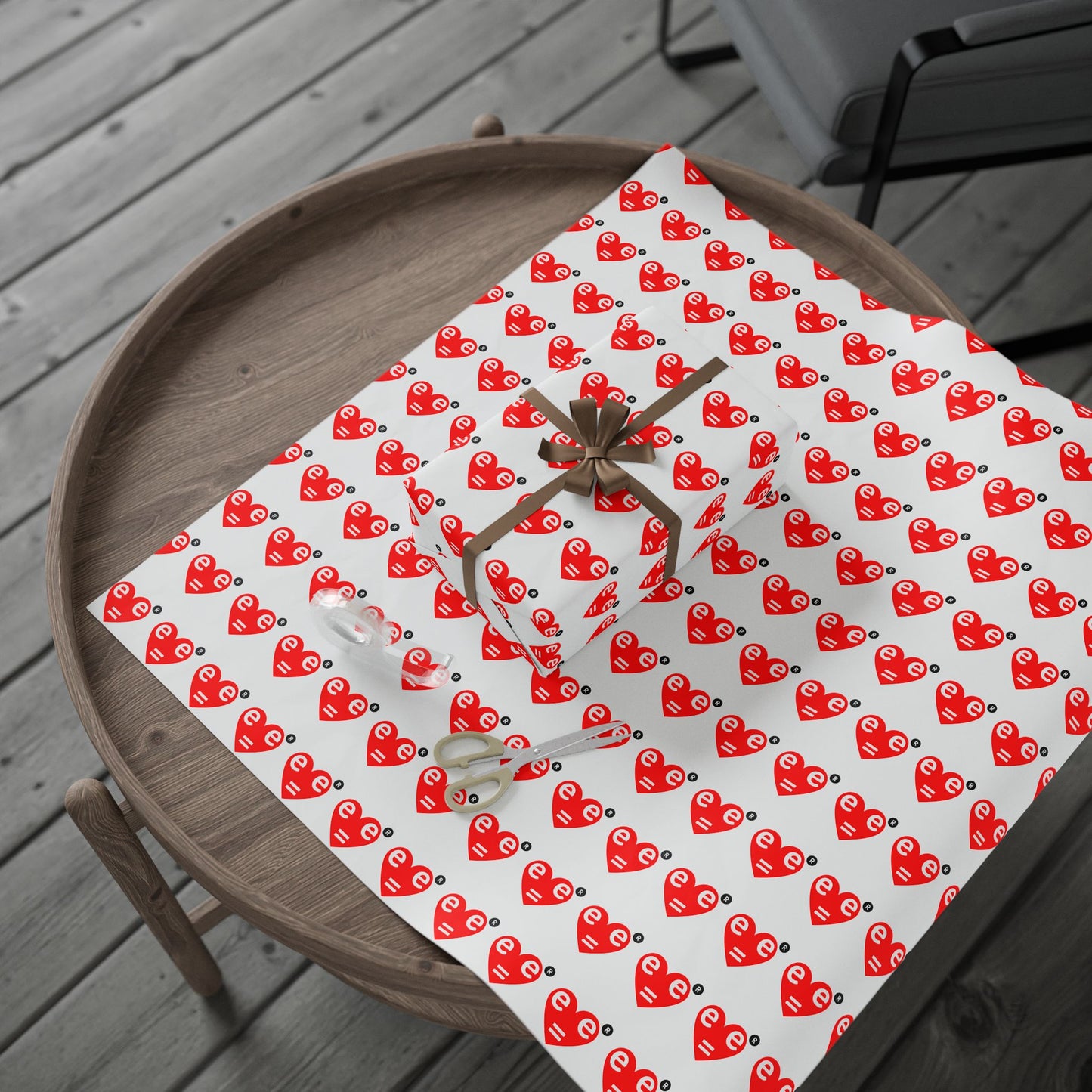Red Heart Pattern Wrapping Paper Roll — Gift Wrap