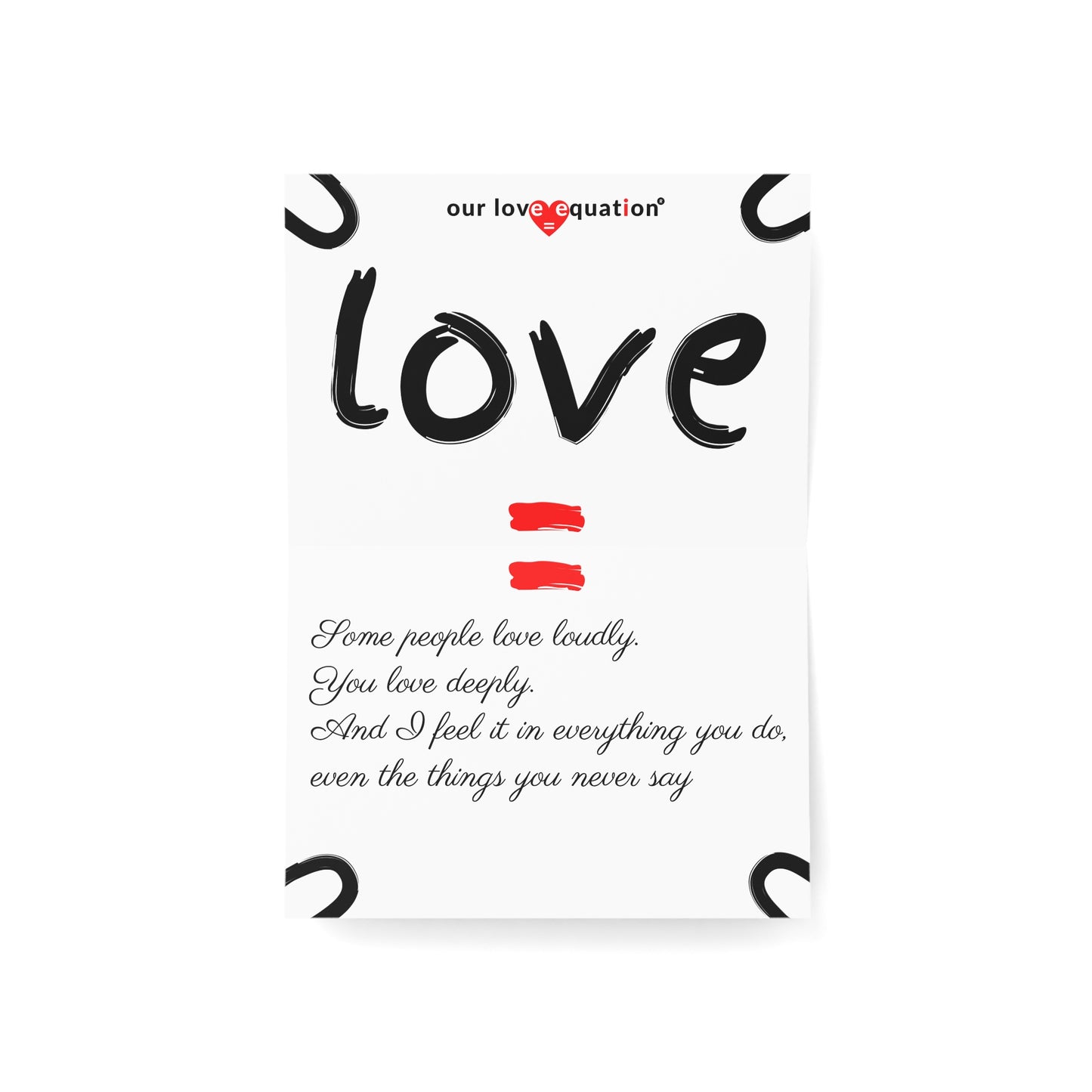 Our Love Equation - Some people love loudly. - Creative Love Connection Cards