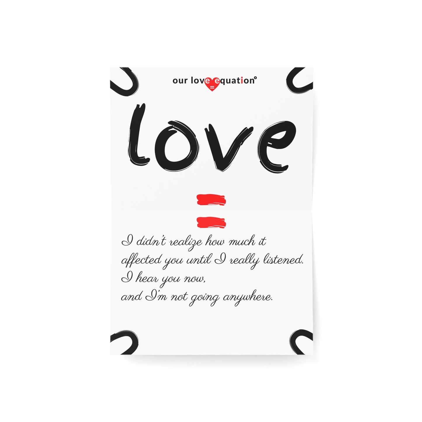 Our Love Equation - I didn’t realize how much it affected you until I really listened - Creative Love Connection Cards