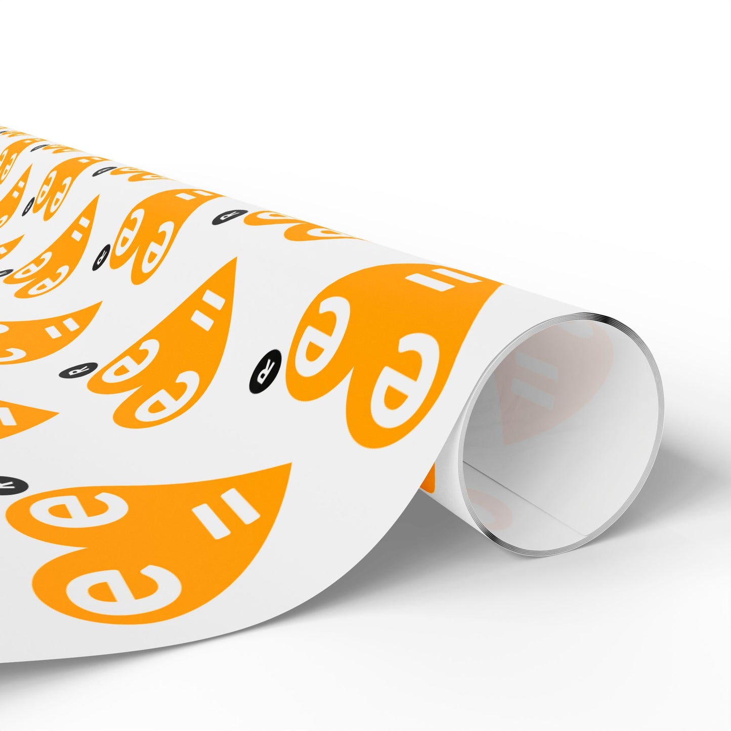 Orange Heart Pattern Wrapping Paper Roll — Gift Wrap