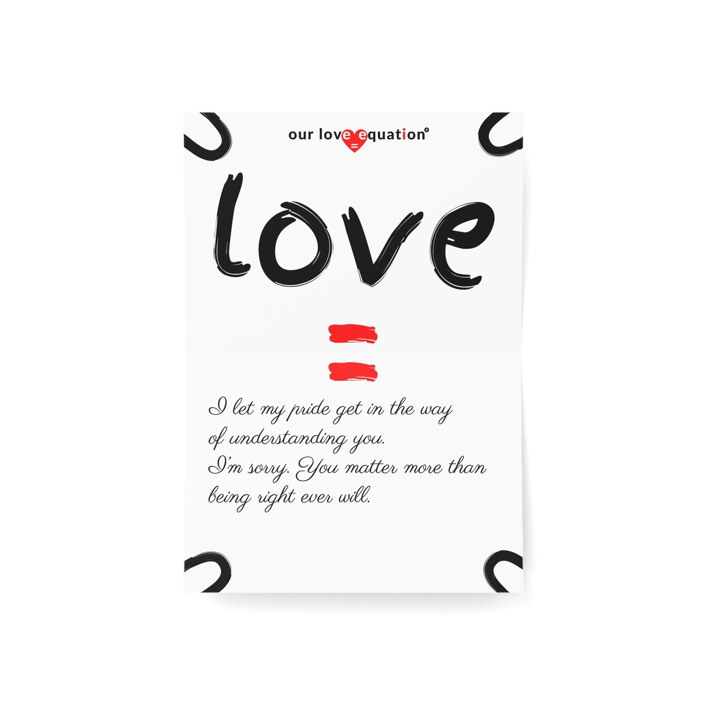 Our Love Equation - I let my pride get in the way of understanding you. I’m sorry. - Creative Love Connection Cards