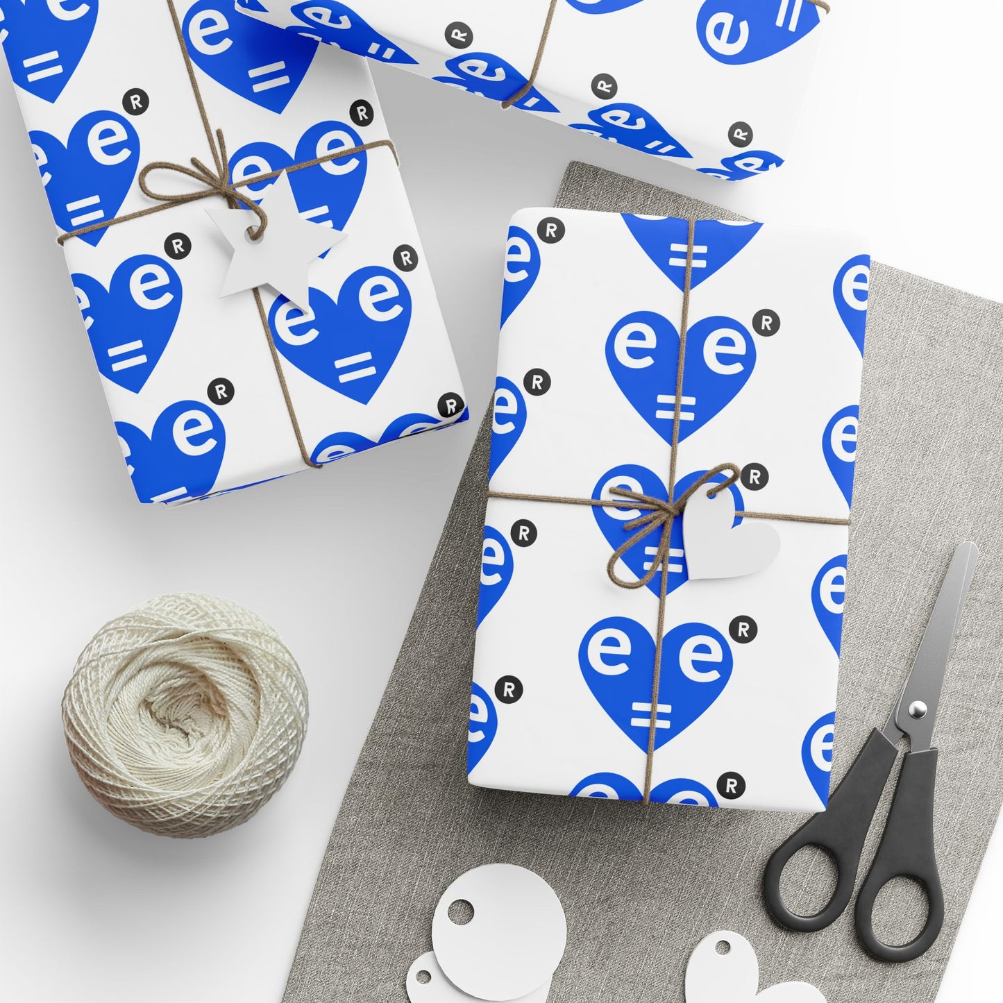 Blue Heart Pattern Wrapping Paper Roll — Gift Wrap