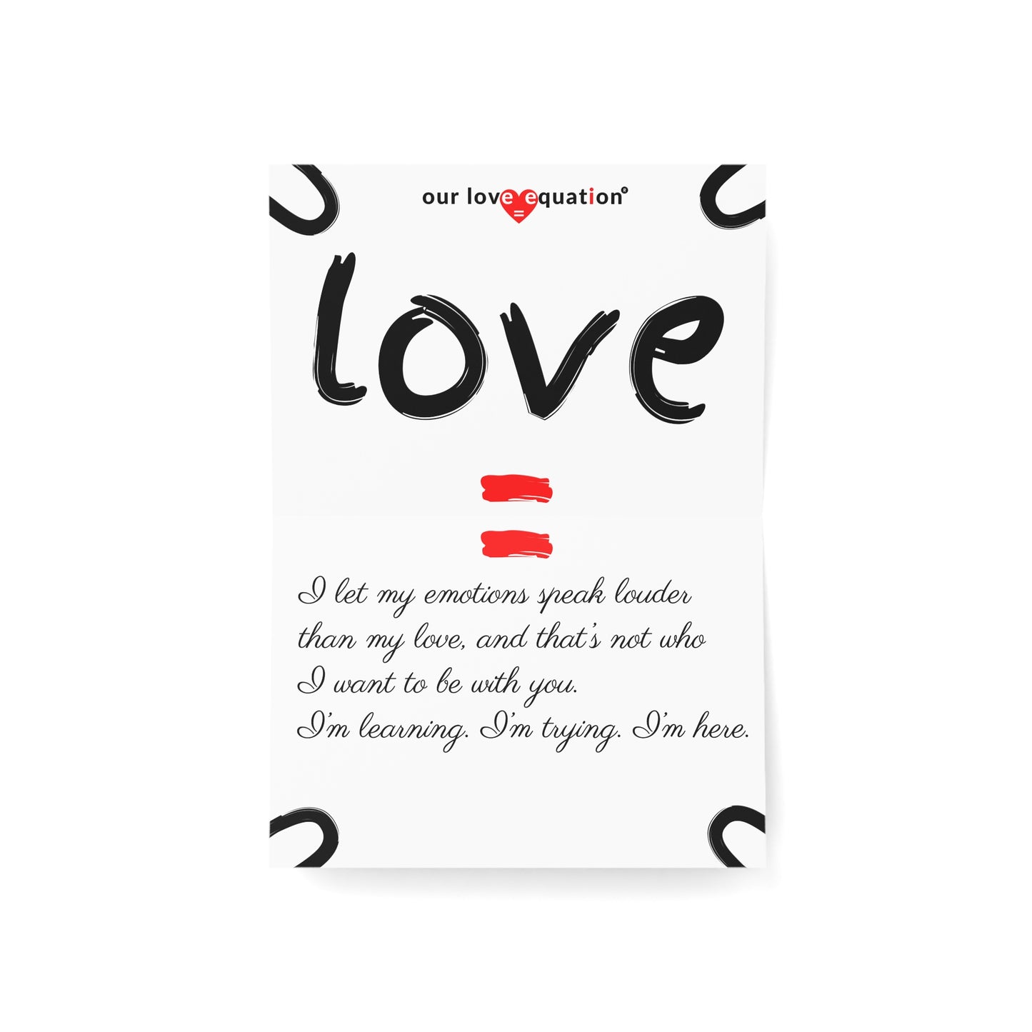 Our Love Equation - I let my emotions speak louder than my love - Creative Love Connection Cards