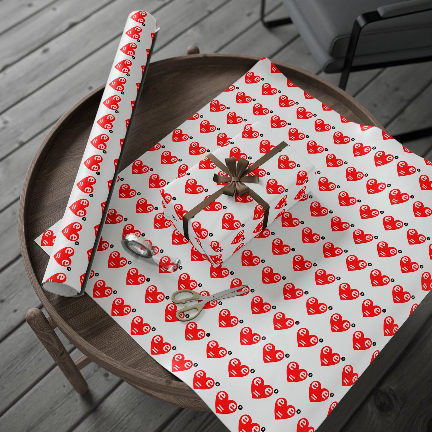 Red Heart Pattern Wrapping Paper Roll — Gift Wrap