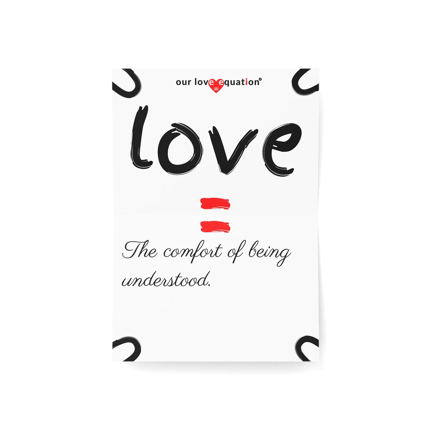 Our Love Equation - The comfort of being understood. - Creative Love Connection Cards