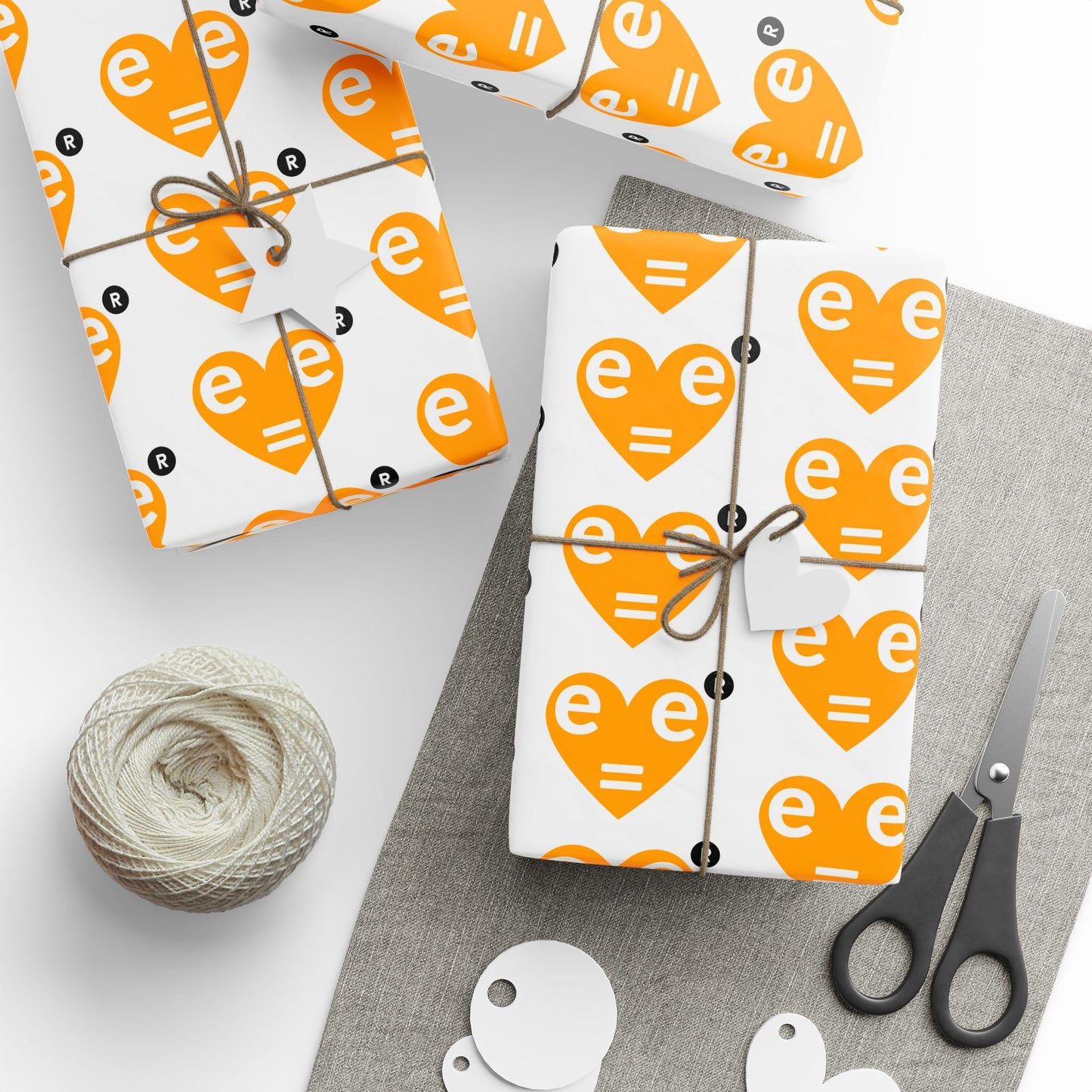 Orange Heart Pattern Wrapping Paper Roll — Gift Wrap