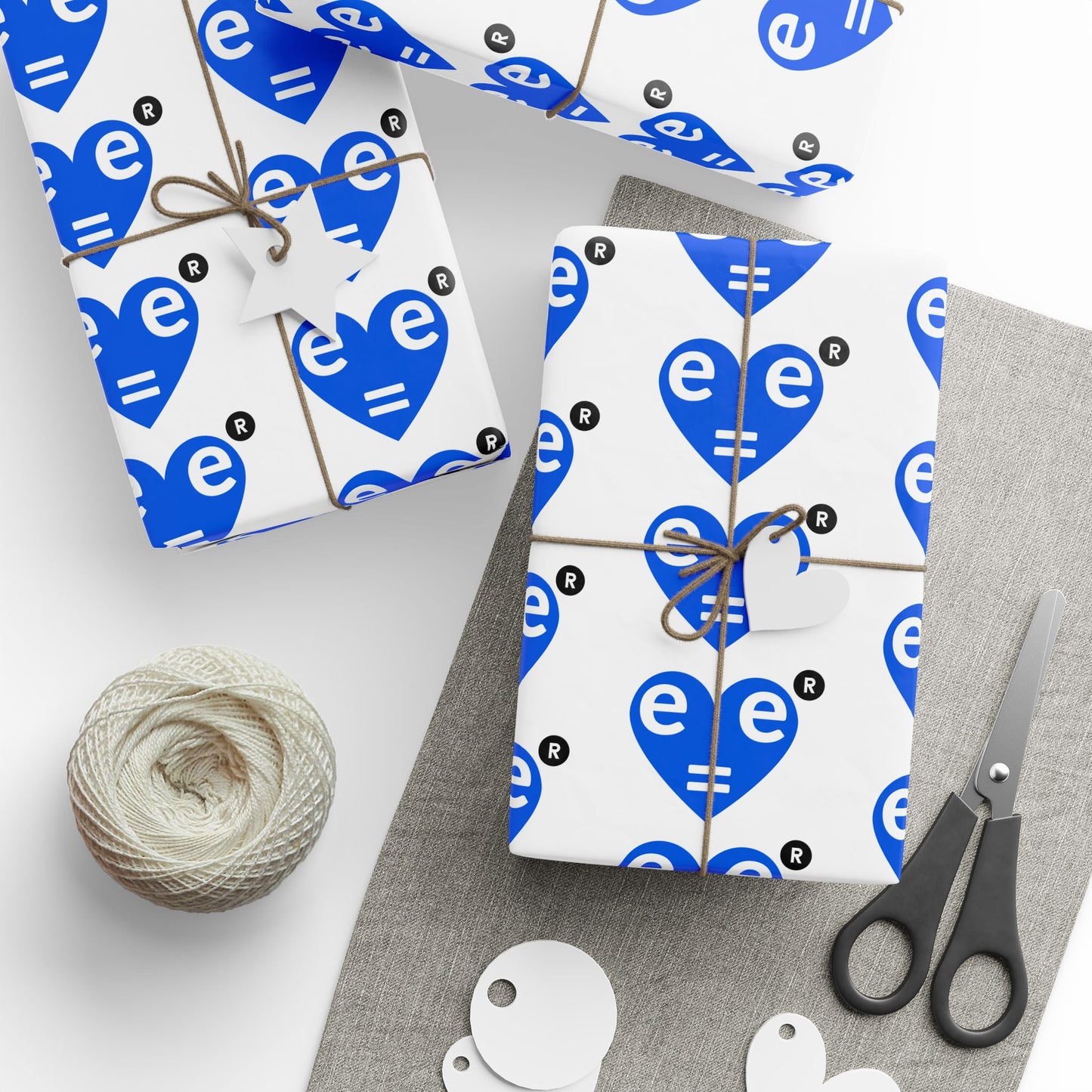Blue Heart Pattern Wrapping Paper Roll — Gift Wrap